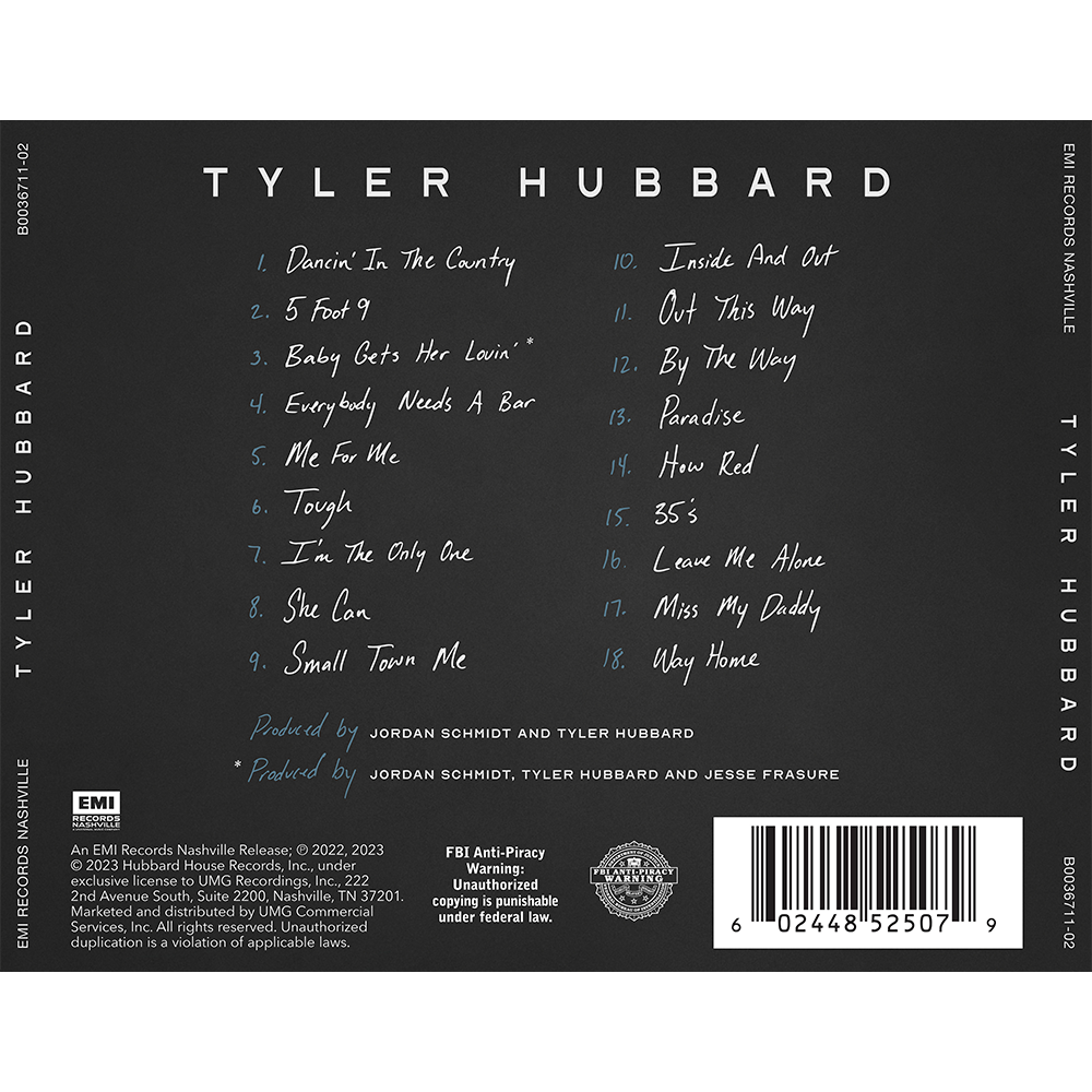 Tyler Hubbard CD Back